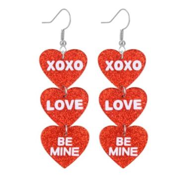 Imagem de coadipress Brincos de coração de acrílico para mulheres, exclusivos, leves, geométricos, de resina geométrica, três brincos com pingente de coração rosa, Medium, Acrílico, Sem pedra preciosa