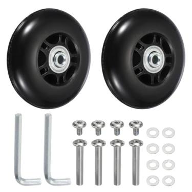 Imagem de YELARXI Replacement Luggage Wheels, Suitcase Wheels Replacement Kit 80x24mm & 1 Set & Rubber & Black - Fitting for (Swivel Caster Bearings Repair/Replacing/Roller Bag/Suitcase/Spinner)