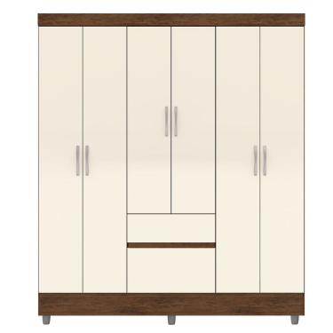 Imagem de Guarda-roupa Casal 6 Portas 2 Gavetas Com Pés Ideval Imbuia-champanhe