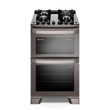 Imagem de Fogão de Piso Electrolux de 04 Bocas Experience com Duplo Forno e Mesa de Vidro Cinza - FE4DG