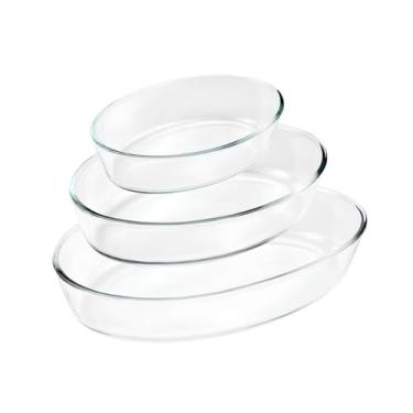 Imagem de Jogo de Travessas Ovais em Vidro 3 Peças – Servir e Decorar (1,5L + 2L + 3L)