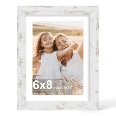 Imagem de Hongkee Porta-retrato de 15 x 20 cm com vidro, exiba imagens 13 x 17 com tapete ou 15 x 20 sem tapete - parede e mesa, molduras de madeira 15 x 20 (branco envelhecido, 1 pacote)