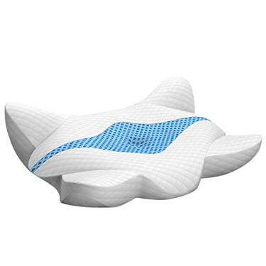 Imagem de SPXMQSS Almofadas de contorno para dor no pescoço e dorminhoco lateral, almofada ergonômica de espuma viscoelástica de recuperação lenta para dormir, travesseiro ortopédico para pescoço antironco para