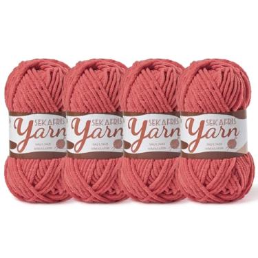 Imagem de Pacote com 4 fios de veludo fofo para crochê, cobertor de bebê para crochê macio, 200 g (262,4 jardas) fios amigurumi, fios de crochê de chenille de pelúcia, fios de quebra-cabeça para artesanato de