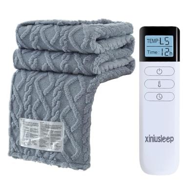 Imagem de XINIUSLEEP Cobertor elétrico aquecido 127 x 152 cm, manta elétrica de tafetá sherpa macia com 5 níveis de aquecimento e desligamento automático de 1 a 12 horas, manta aquecida com proteção contra