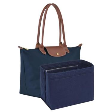 Imagem de KESOIL Bolsa organizadora para bolsa Longchamp Le Pliage M, bolsa de feltro longa, bolsa organizadora com bojo (médio, azul marinho)