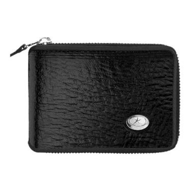 Imagem de Carteira M1Z Preta Fechada Mitty Collezione Cartões Couro