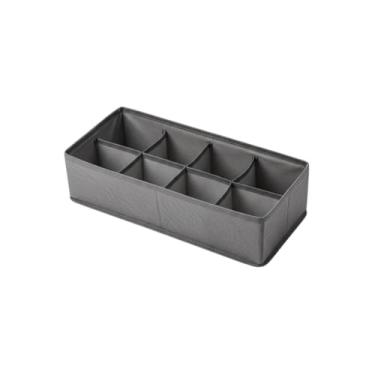 Imagem de Organizador de Gaveta com 8 Compartimentos, TNT, Cinza, 32 x 32 x 10 cm, para Roupas Íntimas e Acessórios, Dobrável