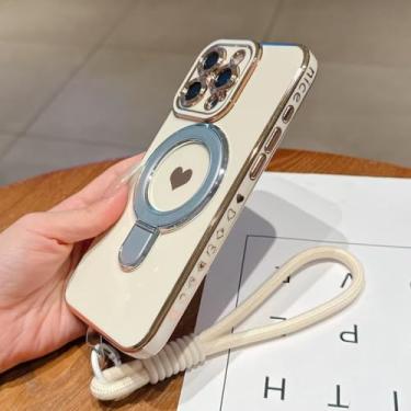 Imagem de HJZSZX Capas de TPU revestidas com alça de pulso para iPhone 16E com suporte para mulheres (para iPhone 16E/branco)