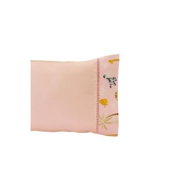 Imagem de Jogo de Lençol Berço Americano, 2 Peças, 130x70cm, 100% Algodão, Rosa Bebê, Liso, Antialérgico, Contemporâneo, Lençol com Elástico e Fronha