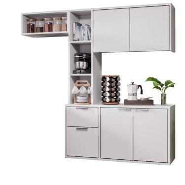 Imagem de Cozinha Compacta Poema em MDF 38 cm Branco Estilo Moderno para Ambientes Pequenos com Montagem