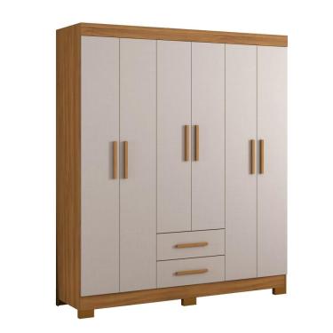 Imagem de Guarda-roupa Com 6 Portas E 2 Gavetas Freijó Off White Nt5130 Notável Móveis Freijó/off White