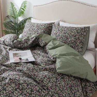 Imagem de Funda de Edredón HoneiLife Queen Size de Algodón con Estampado Floral 