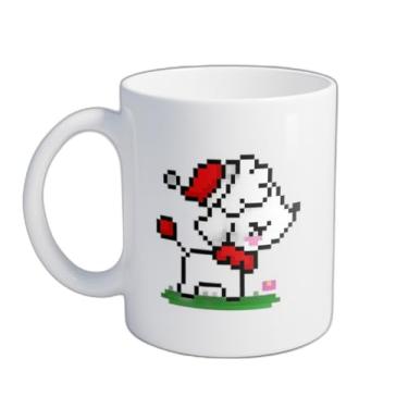 Imagem de Caneca Xícara de Café Porcelana 300ml Cachorro de Crista Chinesa Papai Noel