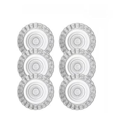 Imagem de Jogo De Prato Vidro Fundo Egípcio Estrela 6 e 12 Peças Transparente Resistente Jantar Bem Embalado(6 Pratos)