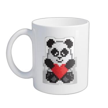 Imagem de Caneca Xícara de Café Porcelana 300ml Urso Panda com Coração
