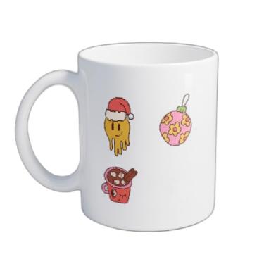 Imagem de Caneca Xícara de Café Porcelana 300ml Vintage Pixel Art Natal