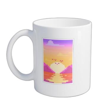 Imagem de Caneca Xícara de Café Porcelana 300ml Com Desenho Paisagem de Picos Ao Pôr do Sol