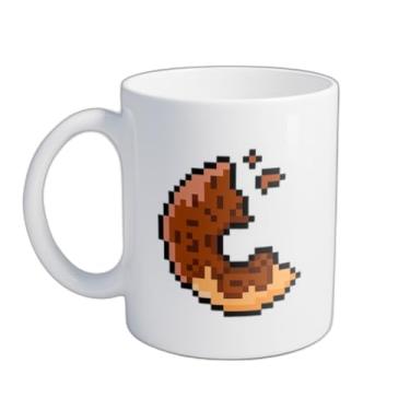 Imagem de Caneca Xícara de Café Porcelana 300ml Desenho Rosquinha de Chocolate Pixel Art