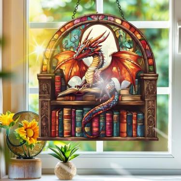 Imagem de Apanhador de sol de acrílico colorido, apanhadores de sol, decoração de janela pendurada, livro de dragão, arte de parede de arco-íris, para varanda, interior e exterior, jardim, enfeites de Natal
