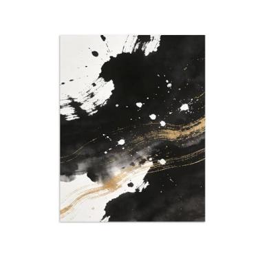 Imagem de Impressões abstratas em tela-Quadro texturizado para parede-Preto e branco-Pintura moderna para sala de estar 60x80cm Sem Moldura
