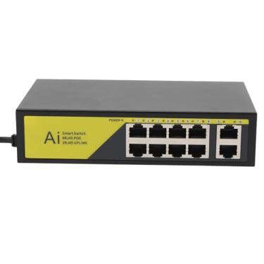 Imagem de Generic Switch de Rede, Switch AI POE Metal Shell 250 M Faixa de Transmissão 8 Portas POE e 2 Uplink 100 Mbps Estável AC110 a 240 V 120 W Profissional para Residências (Plugue dos EUA)