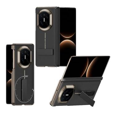 Imagem de FWYANZH Capa de couro para Huawei Mate X7, capa traseira de luxo ultrafina com suporte giratório dobradiça de lente de câmera capa de proteção antiarranhões, preta, Mate X7