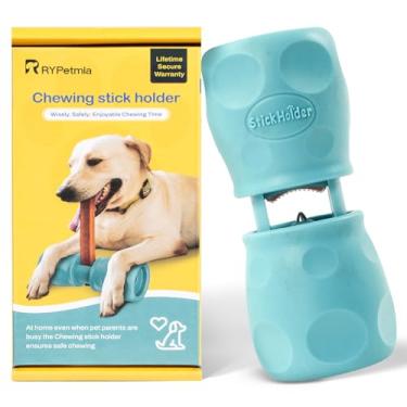 Imagem de RYpetmia Suporte de bastão de bully para cães, suporte de osso melhorado para mastigar, melhor serviço pesado, dispositivo de segurança para evitar asfixia, serve para vários bastões de bully e