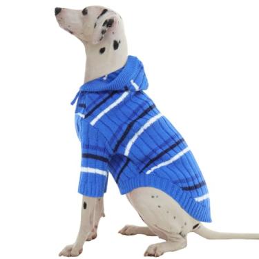 Imagem de Kuoser Suéter de cachorro GG, suéteres para cães grandes, suéter de Natal para meninas e meninos, roupas de inverno listradas, roupas de inverno para cães grandes, clima frio, moletom quente para