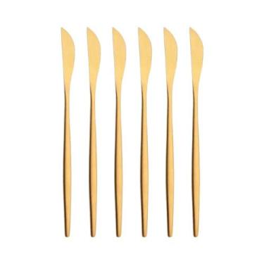 Imagem de Conjunto De Talheres De Aço Inoxidável Dourado Fosco Com 6 Peças: Faca