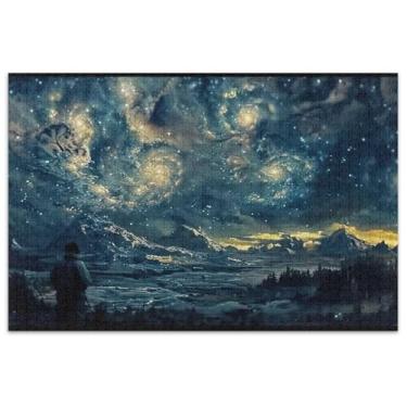 Imagem de Quebra-cabeça artista céu estrelado nublado 1000 peças para adultos arte brinquedo pintura família quebra-cabeças engraçados