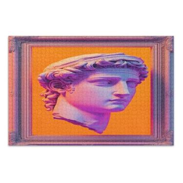 Imagem de Moldura de estátua retrô rosa 500 peças quebra-cabeças para adultos peça grande, quebra-cabeças exclusivos com letras na parte de trás