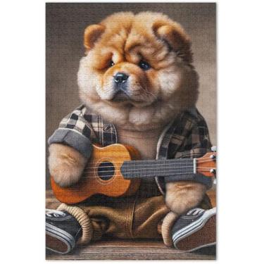 Imagem de Quebra-cabeça engraçado cachorro Chow Chow 500 peças adultos paisagem floral família presentes engraçados, 50 x 35 centímetros