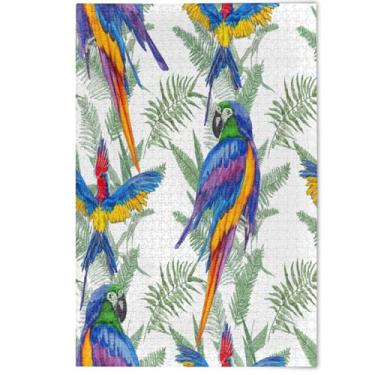 Imagem de Quebra-cabeça 500 peças para adultos pintura de arte floral decorativa aquarela pássaro animal azul verde natureza grandes quebra-cabeças amigos família jogos presentes, 500 peças, 52 cm x 38 cm