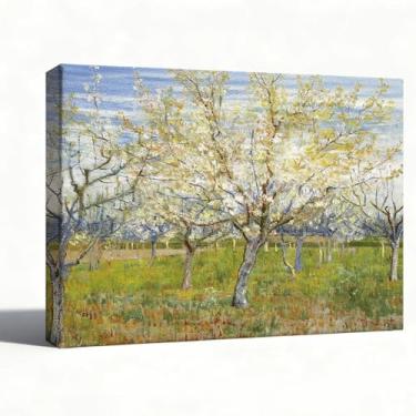 Imagem de Arte de parede em tela, pomar de flores brancas, impressão de pintura a óleo de árvores de primavera impressionista, paisagem de jardim romântico, arte, natureza, arte, 20 x 25 cm, decoração de parede