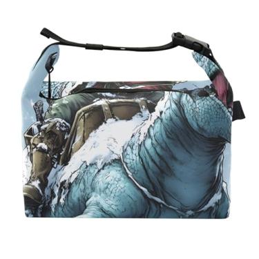 Imagem de TSENQUE Lancheira personalizada de Natal T Rex Papai Noel macia feminina lancheira para trabalho linda flor comida bolsa isolada para adultos