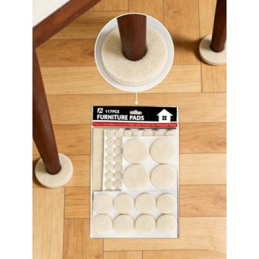 Imagem de Almofadas para móveis de feltro, 117 peças de almofadas de móveis premium, protetores adesivos autoadesivos de madeira para piso de madeira antiderrapante, bege