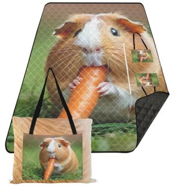 Imagem de TSENQUE Cobertor de praia à prova de água e cenoura de porquinho da índia, cobertor de acampamento estampado para grama, cobertor de piquenique rosa, dobrável, 203 x 152 cm