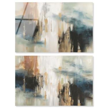 Imagem de Clearing Mist Conjunto de 2 arte de parede para sala de estar com impressão acrílica da Art Remedy, pronto para pendurar, 38 x 25 cm