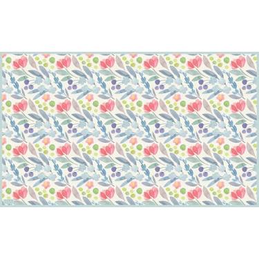 Imagem de IRI-GIRI Tapete de vinil para cozinha decorativo linóleo PVC piso de azulejo, colorido, durável, antiderrapante, lavável à mão e protege pisos 99,8 cm x 59,9 cm, Monet's Garden 302