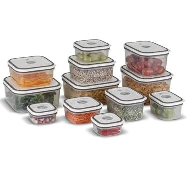 Imagem de Conjunto de Potes Plásticos Herméticos 12 Peças – Tampa com Vedação, Empilháveis e Ideais para Armazenar Alimentos na Cozinha