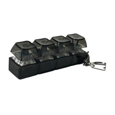 Imagem de JunZheHub Mini Chaveiro com 4 Botões, Brinquedo de Dedo, Presente Antiestresse com Botões, Cubo Luminoso, Brinquedo Divertido com Cliques, Mecânico, Preto