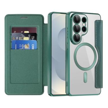 Imagem de COTDINFOR Capa carteira magnética para Samsung Galaxy S26 Ultra com suporte para cartão [bloqueio RFID] [compatível com MagSafe] Capa de proteção de TPU transparente de couro para Samsung Galaxy S26