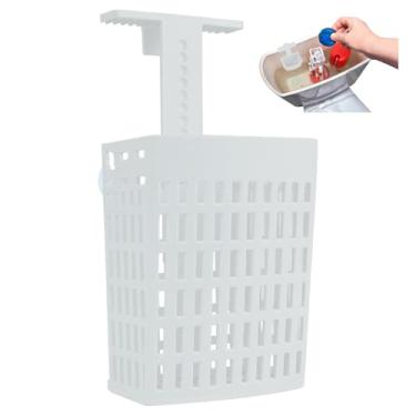 Imagem de DUENYUANN Suporte de tablet de limpeza de vaso sanitário para tanque interno com gancho ajustável para vaso sanitário, suporte de plástico para tablet