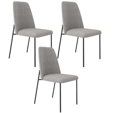 Imagem de Kit 03 Cadeiras Decorativa Estofada Para Sala De Jantar Bella L02 Linho Cinza Escuro - Lyam Decor
