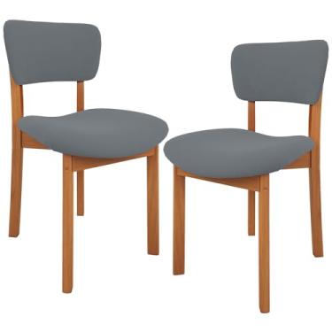 Imagem de Kit 02 Cadeiras Para Sala de Jantar Cozinha Living Estofada Dara L02 Suede Cinza - Lyam Decor