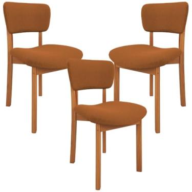 Imagem de Kit 03 Cadeiras Para Sala de Jantar Cozinha Living Estofada Dara L02 Bouclê Terracota - Lyam Decor