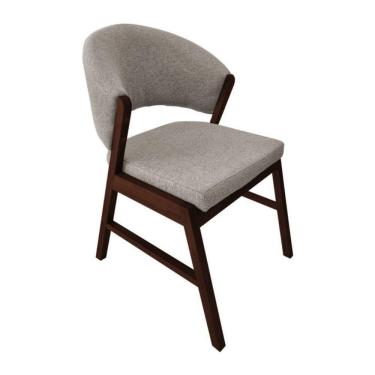 Imagem de Cadeira De Jantar Madeira Maciça Débora Linho Premium Castanho;Bege Linho