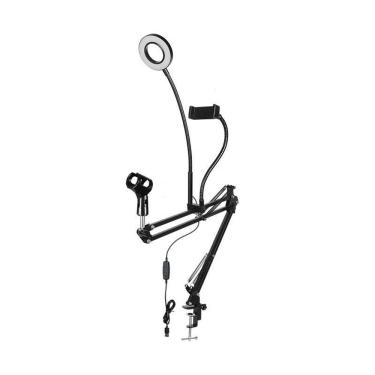 Imagem de Braço Articulado Haste Flexível Para Microfone Celular + Led