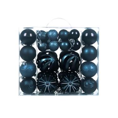 Imagem de Nishiyuenyi Conjunto de 48 Bolas de Natal para Decoração de árvore, com Aro para Pendurar, Enfeites Natalinos para Festas Ao Ar Livre, Azul-marinho, Tamanho real